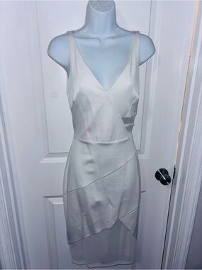Elegant White Sleeveless Wrap-Style Dress- BEBE - size XS- NWT